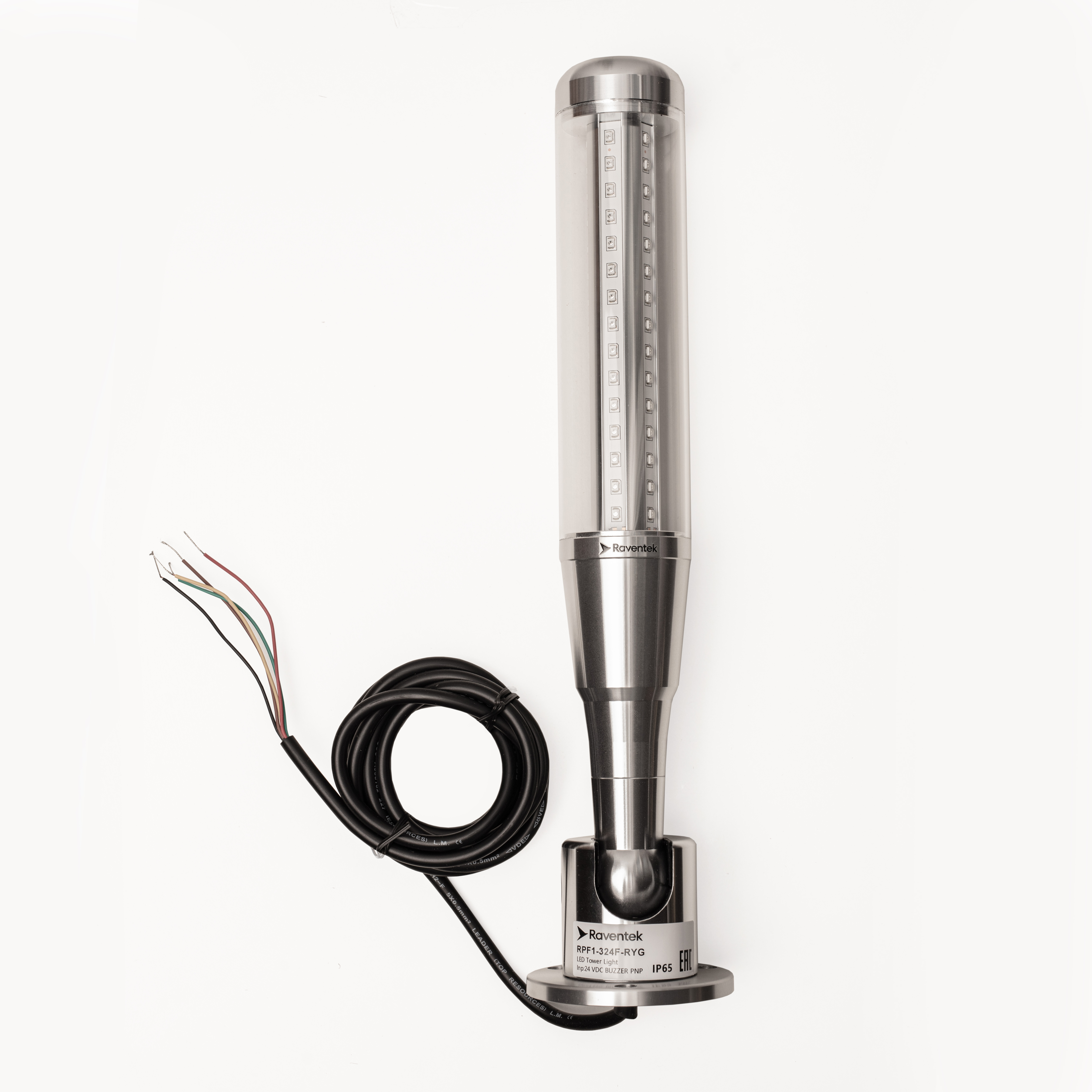 RAVENTEK RPF1-324F-RYG световая колонна ?50 метал корпус IP40 RYG с зуммером кабель 2 м