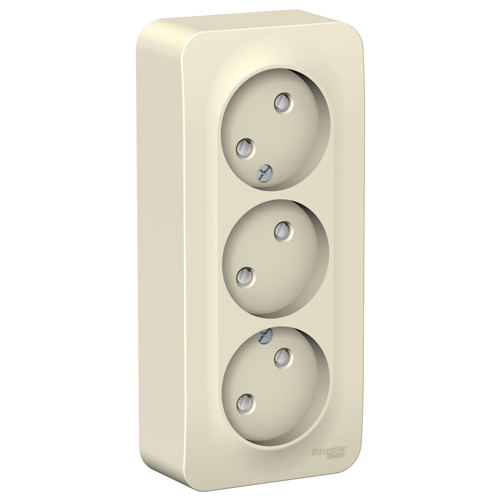 BLANCA О/У РОЗЕТКА 3-я без заземления со шторками, ИЗОЛ.ПЛ., 16А, 250В, МОЛОЧНЫЙ