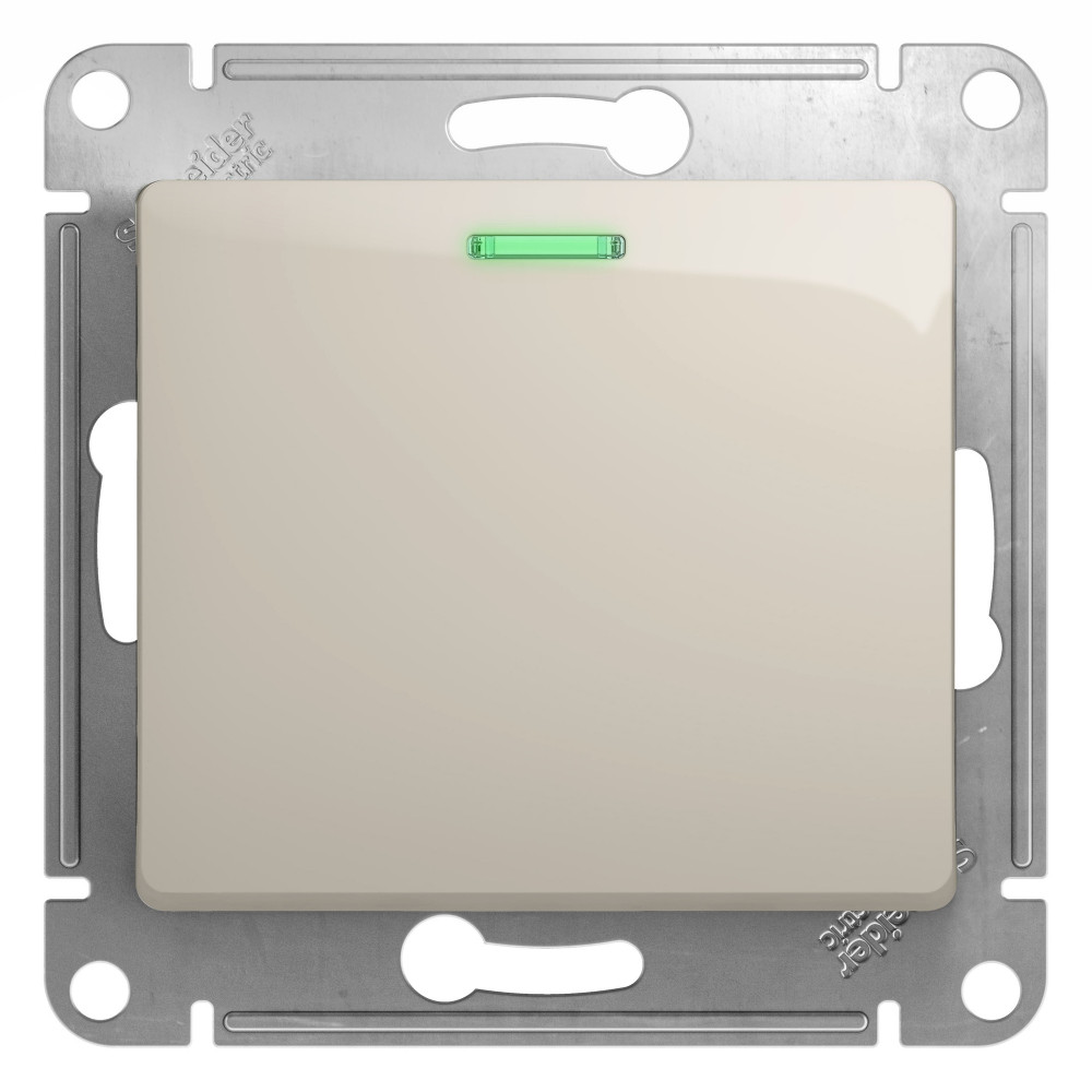 GLOSSA 1-клавишный ВЫКЛЮЧАТЕЛЬ с подсветкой, сх.1а, 10AX, механизм, МОЛОЧНЫЙ