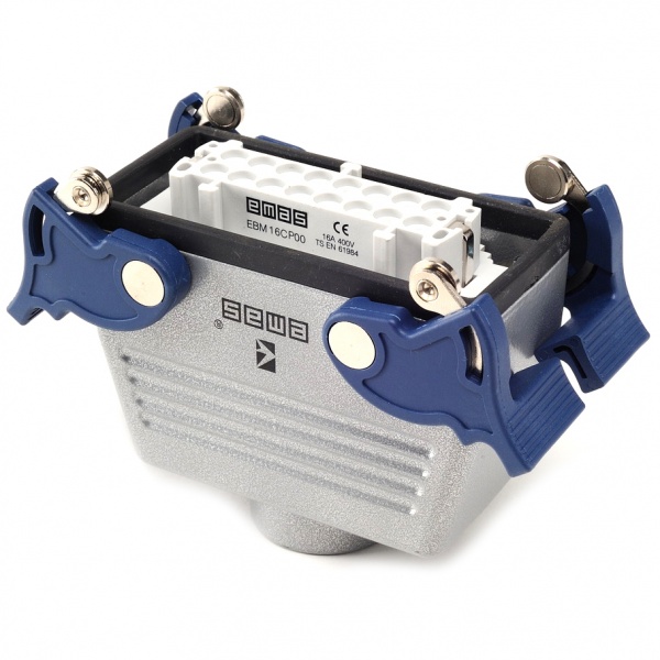 Кожух с гнездом металлический, 16 полюсов, 16A, нижний ввод (PG 21), IP65 EBM16PU34