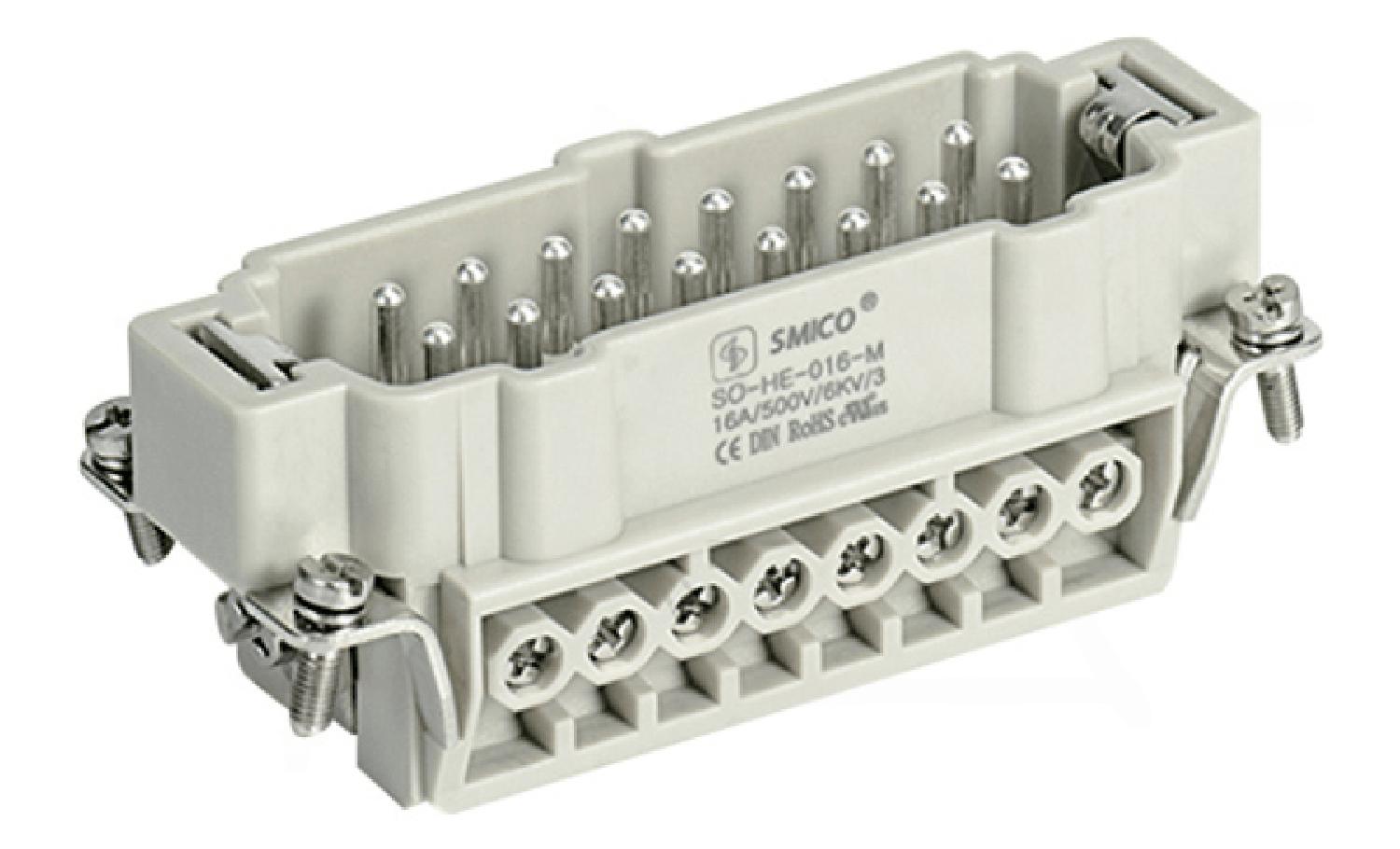 Вставка контактная, размер H16B, тип вилка, 16P+PE, 16A, 500V, винтовой зажим