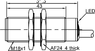 LANBAO LR18XBF08DNOY индуктивный датчик M18x51мм NPN NO Sn=8мм кабель 2м