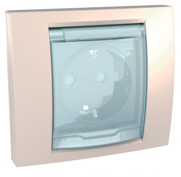 РОЗЕТКА С З/К СО ШТОРКАМИ С КРЫШКОЙ IP44