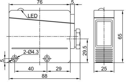 LANBAO PTL-DM5SKT3-D оптический датчик 88x65x25мм Реле 12-240 DC / 24-240 AC Sn=5м (R-тип) клеммы