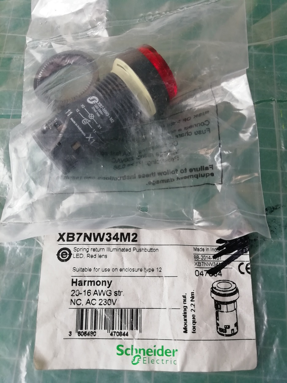 КНОПКА 22ММ 230В КРАСНАЯ С ПОДСВ. XB7NW34M2