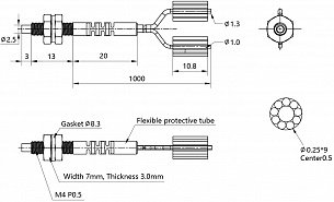 LANBAO PFRC-410 оптоволоконный кабель 1м головка M4 Sn=40мм (D-тип)