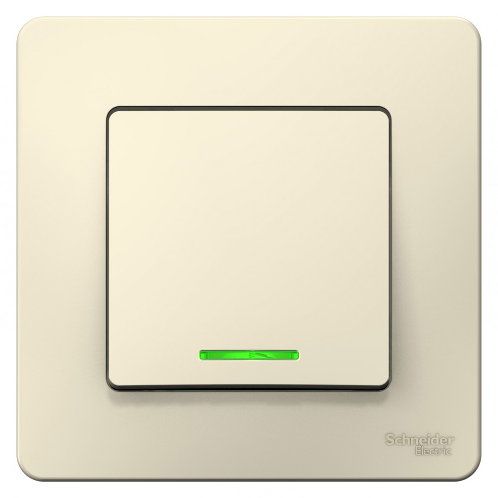 BLANCA С/У 1-клавишный ВЫКЛЮЧАТЕЛЬ (сх.1) с подсветкой, 6А, 250В, МОЛОЧНЫЙ