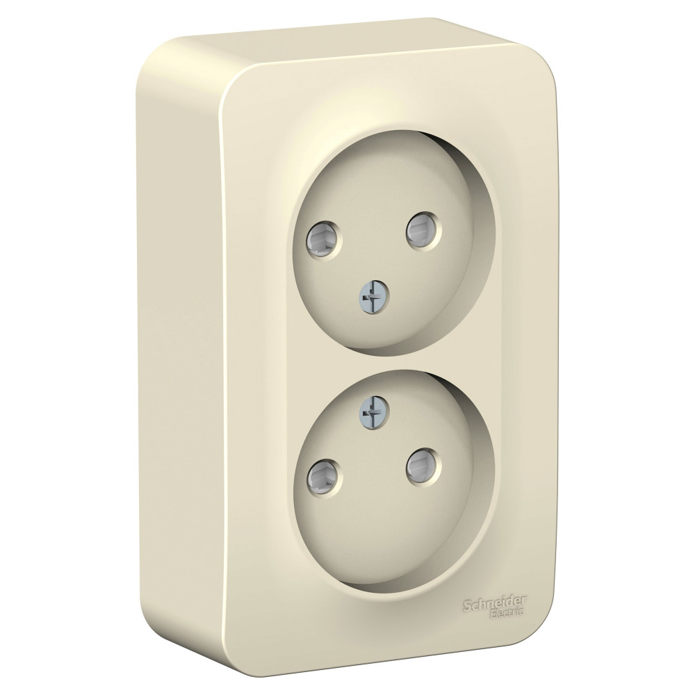 BLANCA О/У РОЗЕТКА двойная без заземления со шторками, ИЗОЛ.ПЛ., 16А, 250В, МОЛОЧНЫЙ