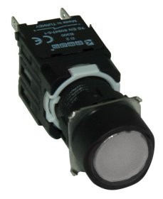 Кнопка нажимная, возвратная, круглая, белая (1НО)