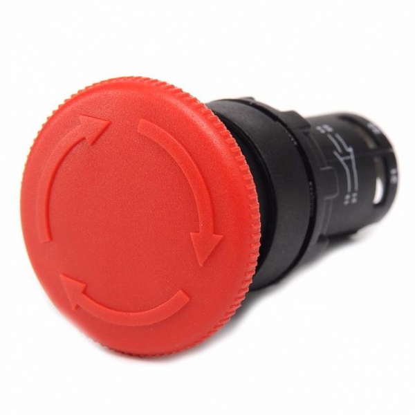 Кнопка аварийная "Грибок" моноблочная, 40мм (1НЗ), возврат поворотом, серия MB (240В, 0,3А), IP50 MB200E