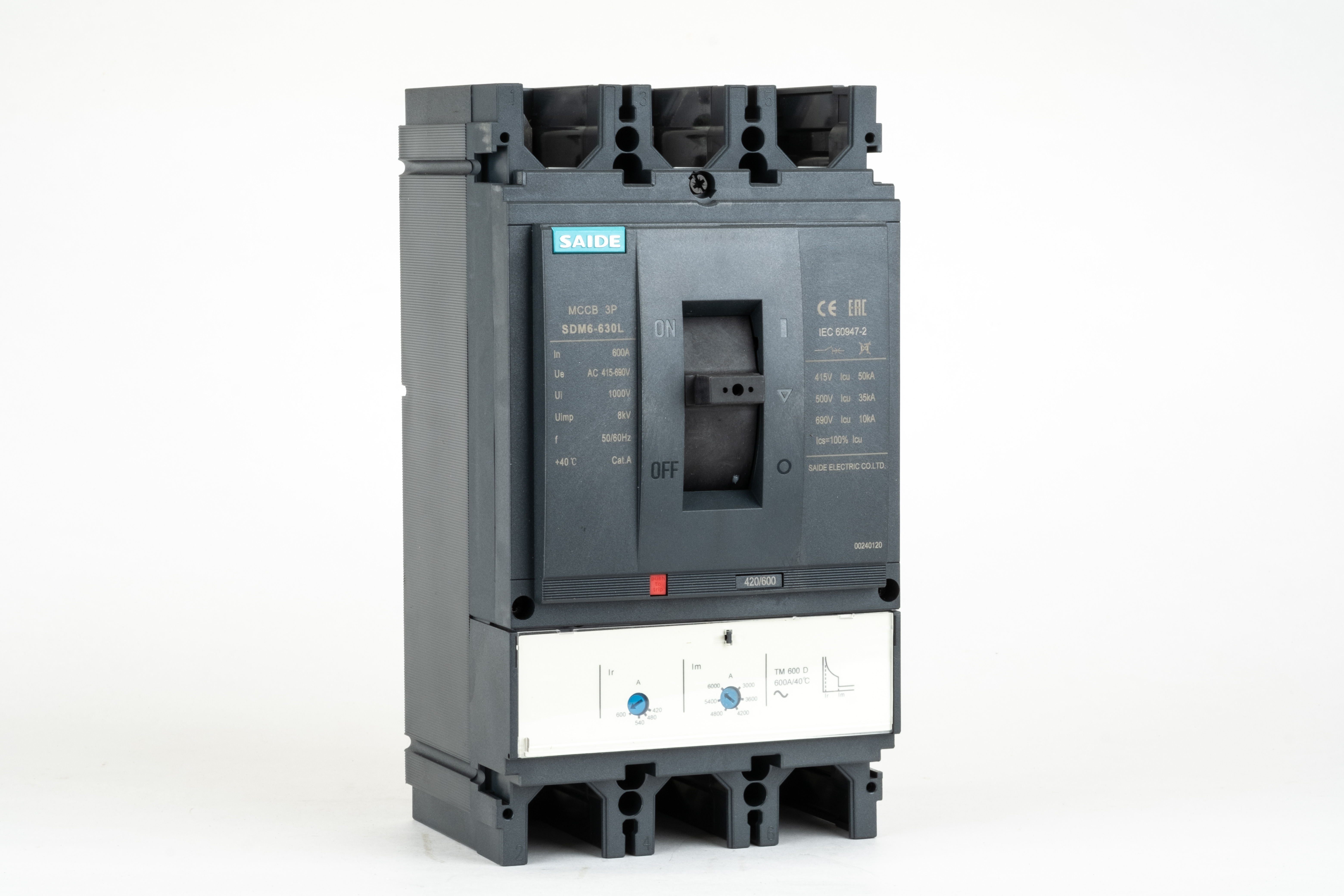 Авт. выключатель SDM6-630L 3P, In=500A, TMA Ir=0.7_1In, Ii=5_10In, Icu/Ics=50kA/400V