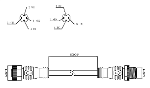 LANBAO QE12-N4F5-E12W4F соединительный кабель 5м с прямыми разъемами M12/M12 4pin