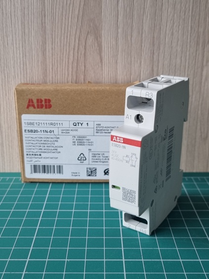 Контактор модульный ESB20-11N-01, 20A, 1NC+1NO, 24VAC/DC, 1M (1SBE121111R0111)