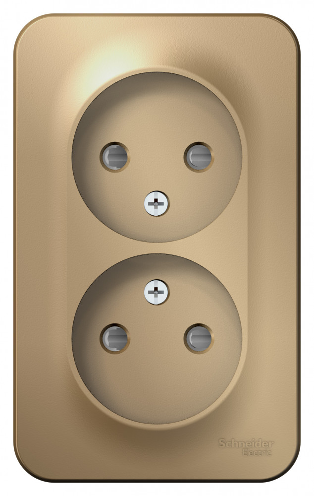 BLANCA О/У РОЗЕТКА двойная без заземления со шторками, ИЗОЛ.ПЛ., 16А, 250В, ТИТАН