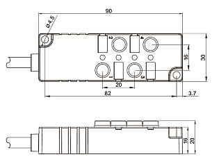 LANBAO DB080403-2-07P Распределительная коробка для датчиков 4 порта М8