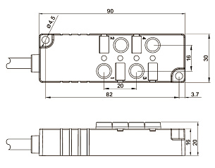 LANBAO DB080403-2-07P Распределительная коробка для датчиков 4 порта М8