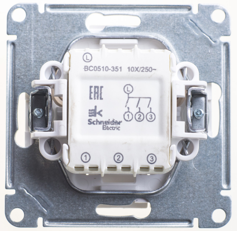 W59 3-клавишный ВЫКЛЮЧАТЕЛЬ, сх.1+1+1, 10АХ, механизм, БЕЛЫЙ