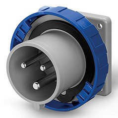 Разъем пром. силовой CEE встраиваемый, штекер, 32A, 2P+E 6h, 200_250VAC 50/60Hz, уст. 75x75mm, IP66/IP67/IP69, серия OPTIMA