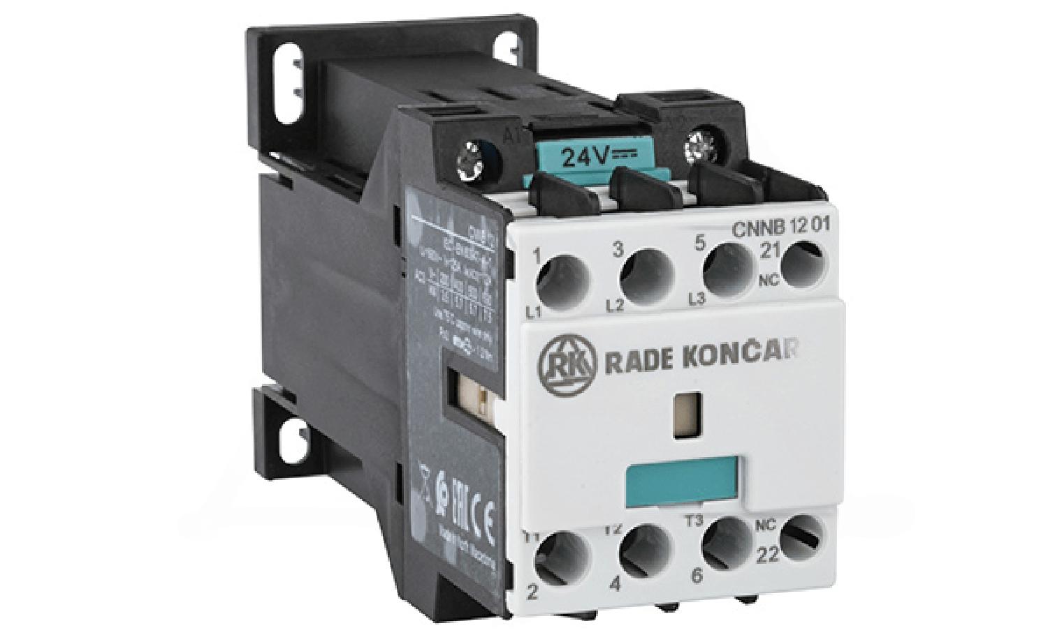 Контактор CNNB 9 01, 24VDC, 3P, 9A/(25A по AC-1), 4.5kW(400VAC), 1NC, Uk=24VDC