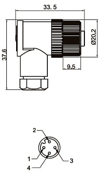 LANBAO QE12-N4G 1001 угловой разъем M12 4pin с кольцом из нержавеющей стали