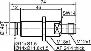 LANBAO LR18XBF02DPOB-E2 индуктивный датчик M18 500bar PNP NO Sn=2мм разъем М12