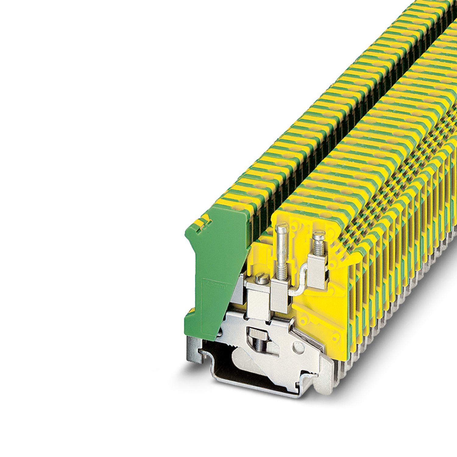 Клемма защитного проводника UK 3-TWIN-PE /5,2mm, винтовая, 3 присоед., 2,5(max 4)mm2, желто-зеленая