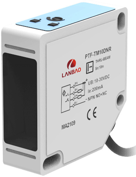 LANBAO PTF-DM5SK оптический датчик 50x50x17мм 12-240 DC / 24-240 AC Реле Sn=5м (R-тип) кабель 2м