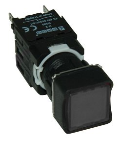 Кнопка квадратная (1НО), чёрный цвет, серия D (250В AC, 1,5А), IP50 D100KDH