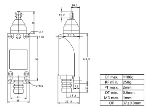 LANBAO LSAR-8112 концевой выключатель NO/NC роликовый плунжер
