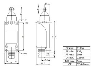 LANBAO LSAR-8112 концевой выключатель NO/NC роликовый плунжер