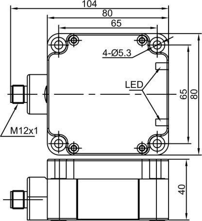 LANBAO LE80XZSF40LI4M-E2 Индуктивный датчик 40 мм, прямоугольный, заподлицо, 15…30 DC, 4…20 mA, PBT,