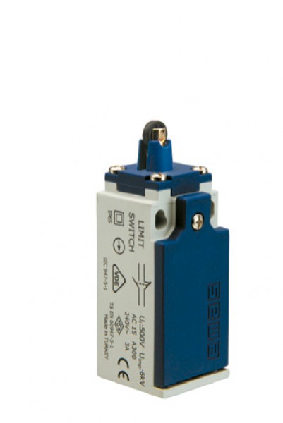 Концевой выключатель, привод роликовый 11мм пластиковый плунжер (1НЗ+1НО, мгновенное сраб.), серия L5, пластиковый корпус (240В AC, 3А), IP65 L5K13MUP331