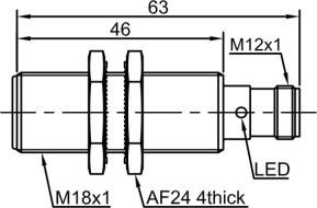 LANBAO LR18XBF05DLC-E2 Индуктивный датчик М18х63мм 2-х проводный DC NC Sn=8мм разъем М12