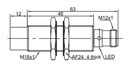 LANBAO LR18XGBN12DPOY-E2 Датчик индуктивный, М18, нерж сталь, Sn12мм, незаподлицо, PNP, NO, разъем