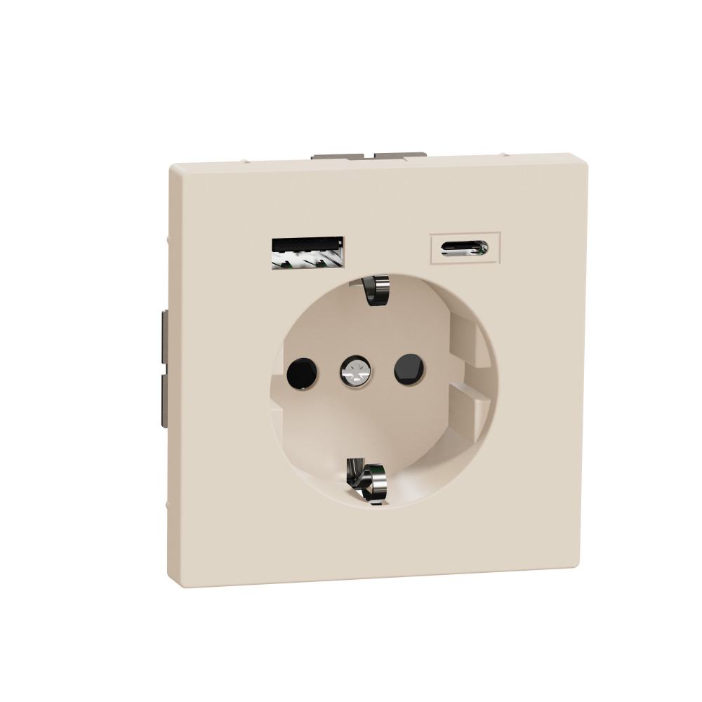 MERTEN D-Life РОЗЕТКА силовая 16 A с зарядкой USB A+C 3 A, САХАРА