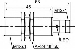 LANBAO LR18XBF05DNOW1-E2 Индуктивный датчик М18, заподлицо, Sn5 мм, NPN, NO, -40...+75C, раз. М12