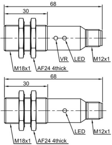LANBAO PR18-BC40DNR-E2 оптический датчик M18 NPN NO+NC Sn=400мм (D-тип) разъем M12