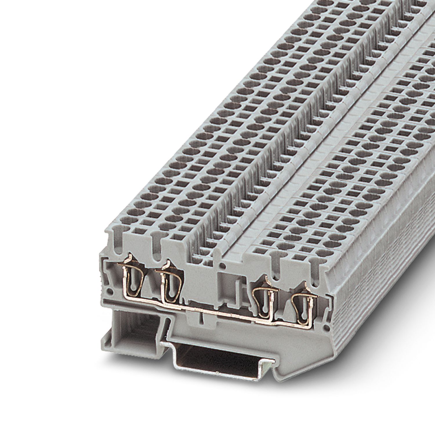 Клемма проходная ST 2,5-QUATTRO /5,2mm, пружинная, 4 присоед., 2,5(max 4)mm2, 24A, 800V, серая