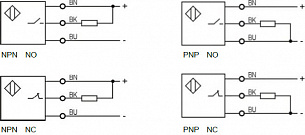 LANBAO LR04QAF08DNO индуктивный датчик ?4 NPN NO 0,8мм кабель 2м