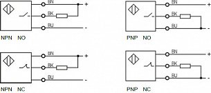 LANBAO LR04QAF08DNO индуктивный датчик ?4 NPN NO 0,8мм кабель 2м