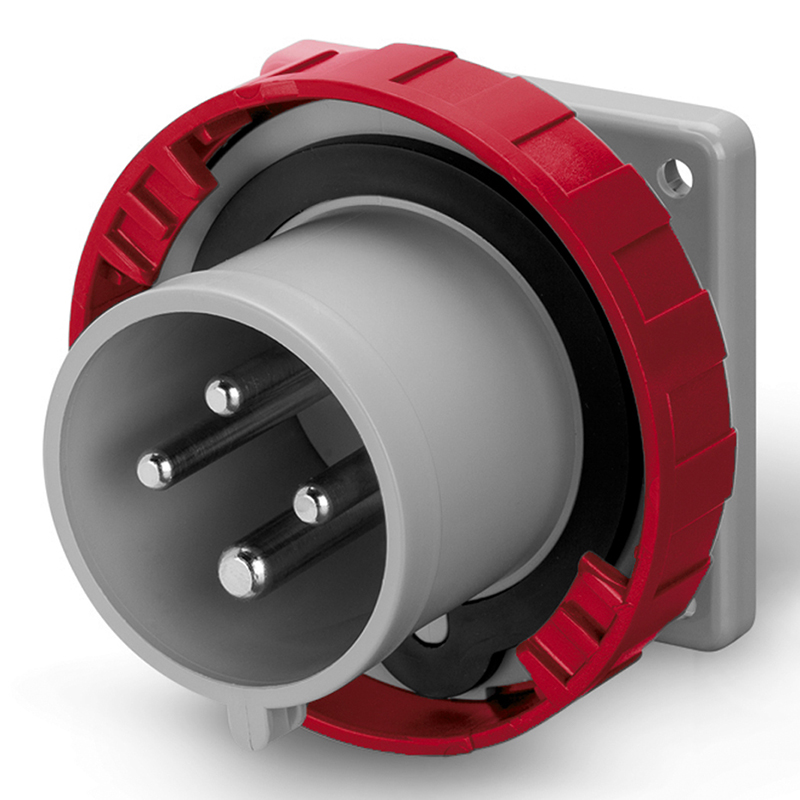 Разъем пром. силовой CEE встраиваемый, штекер, 16A, 3P+E 6h, 380_415VAC 50/60Hz, уст. 75x75mm, IP66/IP67/IP69, серия OPTIMA