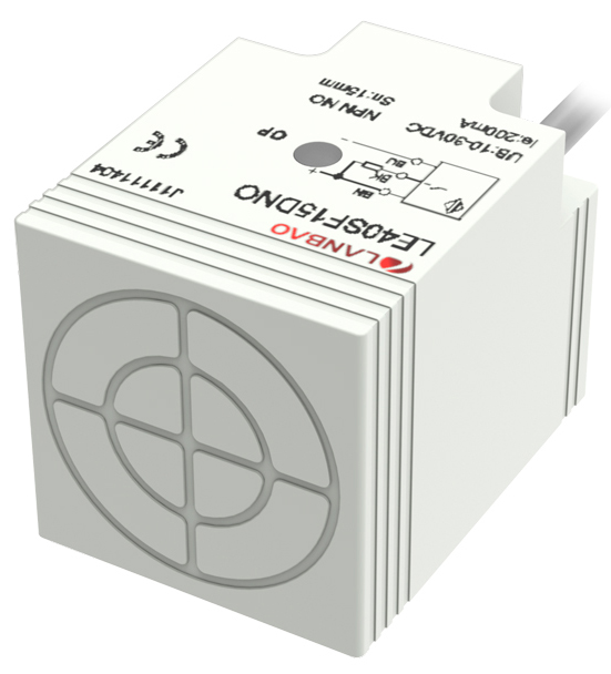 LANBAO LE40SN20DPO индуктивный датчик 40x40x53мм PNP NO 20мм кабель 2м