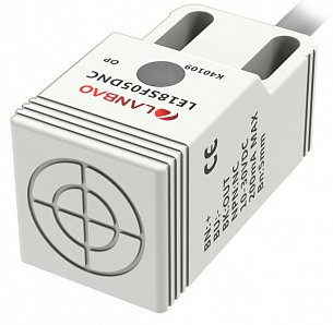 LANBAO LE18SF05DPO Индуктивный датчик 5 мм, прямоугольный, заподлицо, 10…30 DC, PNP, NO, PBT, кабель, IP67