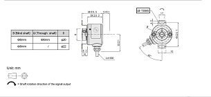 LANBAO ENI38KB6-3NH1000H-T2 Инкрементальный энкодер размер 38, 8-30 DC, кабель 2м, NPN, 1000имп/об, Вал 6, -20, +90, IP50