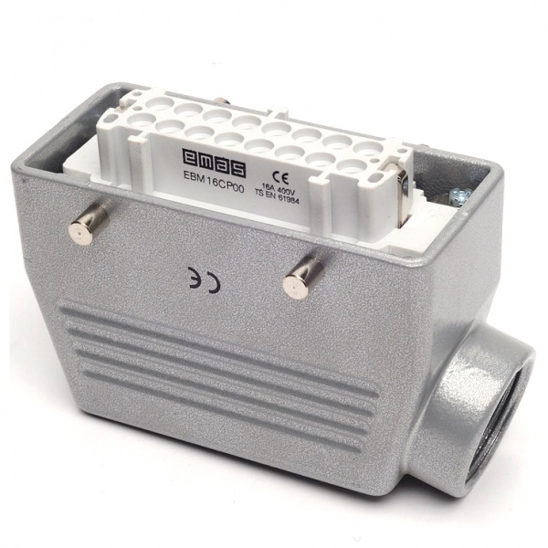 Кожух с гнездом металлический, 16 полюсов, 16A, боковой ввод (PG 21), IP65 EBM16PU10