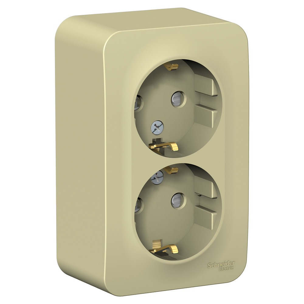 BLANCA О/У РОЗЕТКА двойная с заземлением со шторками, ИЗОЛ.ПЛ., 16А, 250В, БЕЖЕВЫЙ