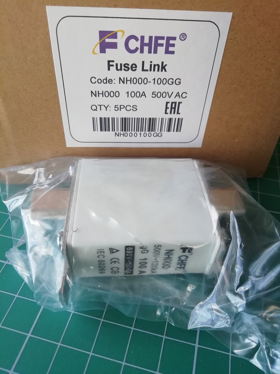 Вставка плавкая NH000, 100A, 500VAC, 120kA, тип gG