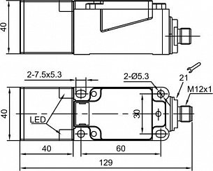 LANBAO LE40XZSN40DNRY-E2 индуктивный датчик 40х40х140мм NPN NO/NC Sn=40мм разъем M12