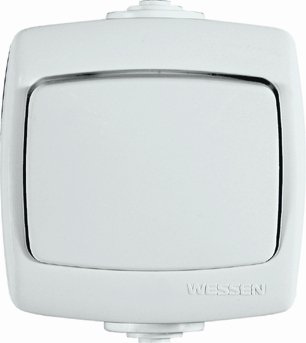 РОНДО IP44 О/У 1-клавишный ПЕРЕКЛЮЧАТЕЛЬ 6А, 250В, БЕЛЫЙ. Россия
