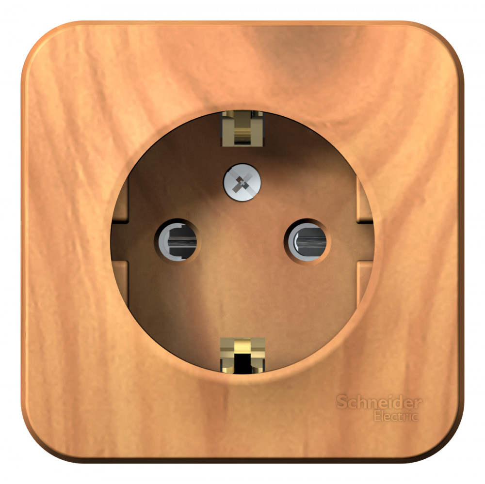 BLANCA О/У РОЗЕТКА с заземлением со шторками, ИЗОЛ.ПЛ., 16А, 250В, ЯСЕНЬ